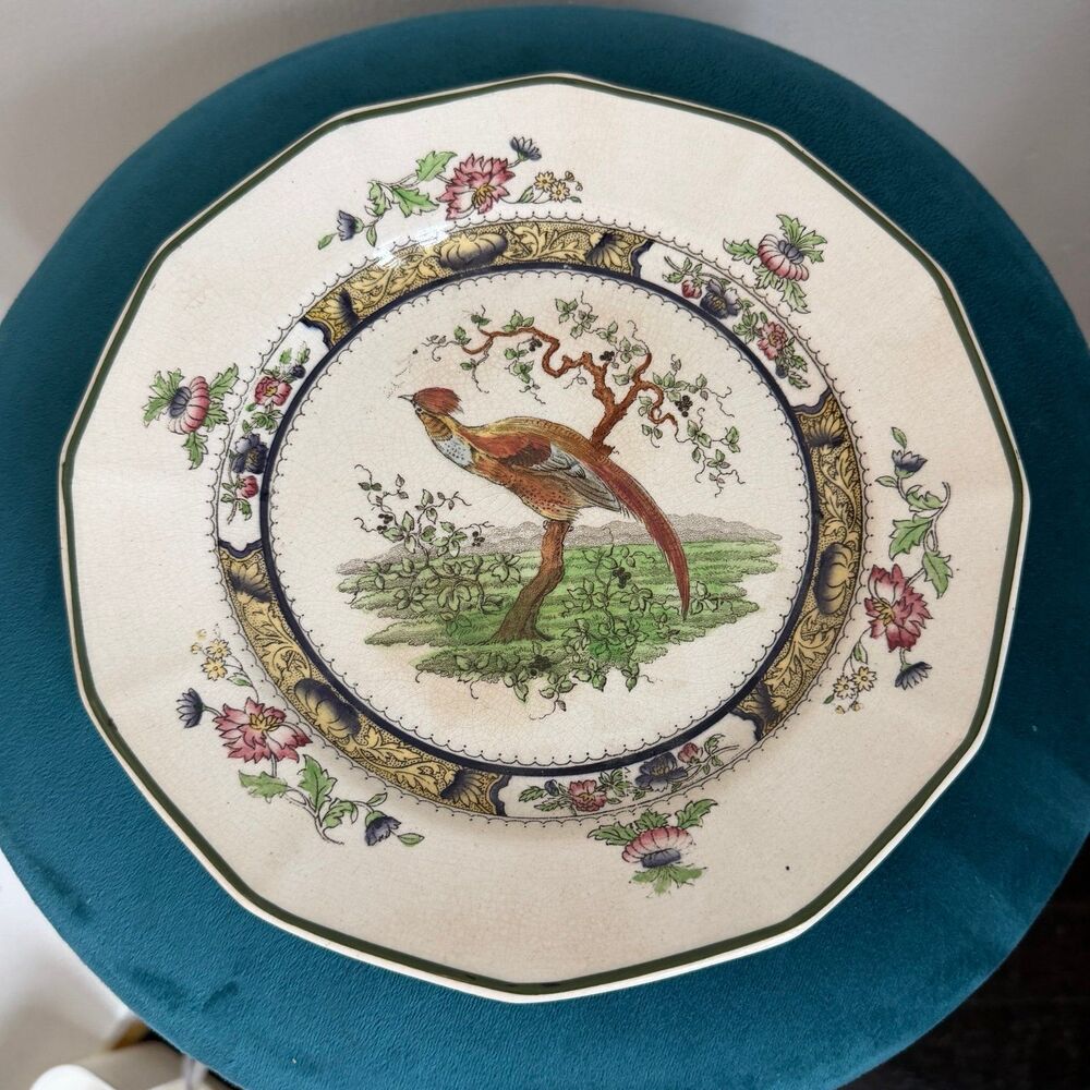 Antique Royal Doulton "Pekin" Plate – Chinoiserie Pheasant Pattern c. 1916–1941